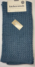 ENVOGUE KITCHEN TOWELS 3 BLUE WAFFLE COTTON POLYESTER NWT
