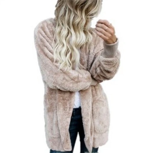 Womens Hooded Sherpa Jacket Fleece Cardigan Winter Trendy Plush Coat - Bild 7 von 30
