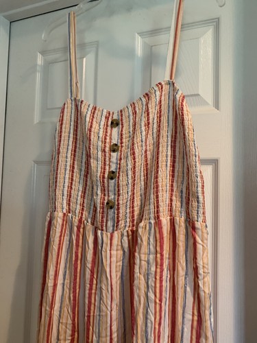 Almost Famous Jumpsuit Junior 3X weites Bein mit Seitenschlitz gesmoktes Mieder gestreift - Bild 10 von 15