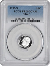 1996-S Roosevelt Dime PR69DCAM Silver PCGS