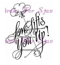 Embossing Arts LOVE LIFTS YOU UP Words Saying Valentine Cling Mount Rubber Stamp