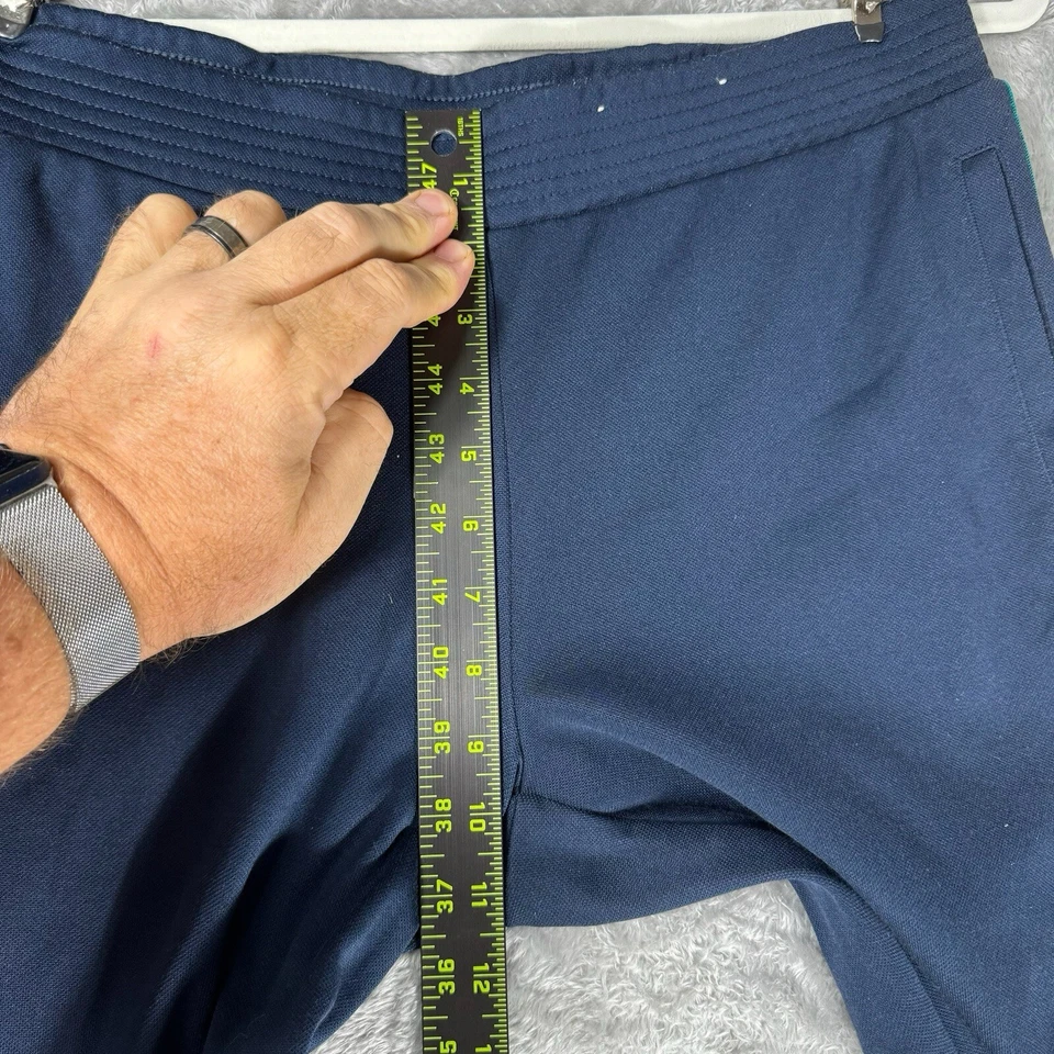 Calça de atletismo feminina Fila Sport pequena azul marinho retrô listrada atlética joggers - Imagem 4 de 4