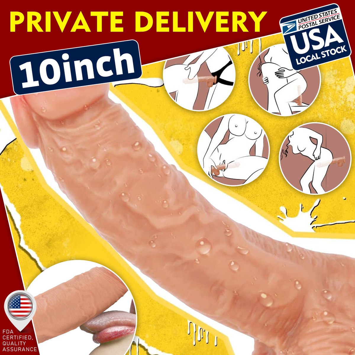 10 Inch Realistic Dildo, Extremely Soft Flexible Silicone Dildo Suction Cup 