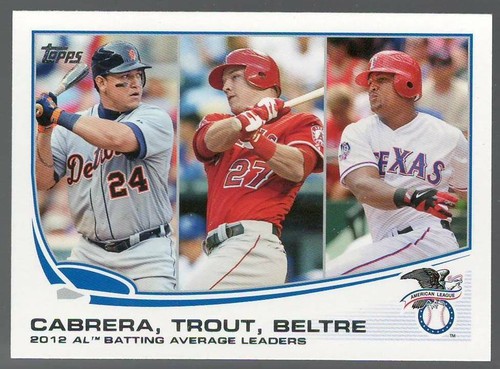 Miguel Cabrera / Mike Trout / Adrian Beltre [Mini] #294 2013 Topps card