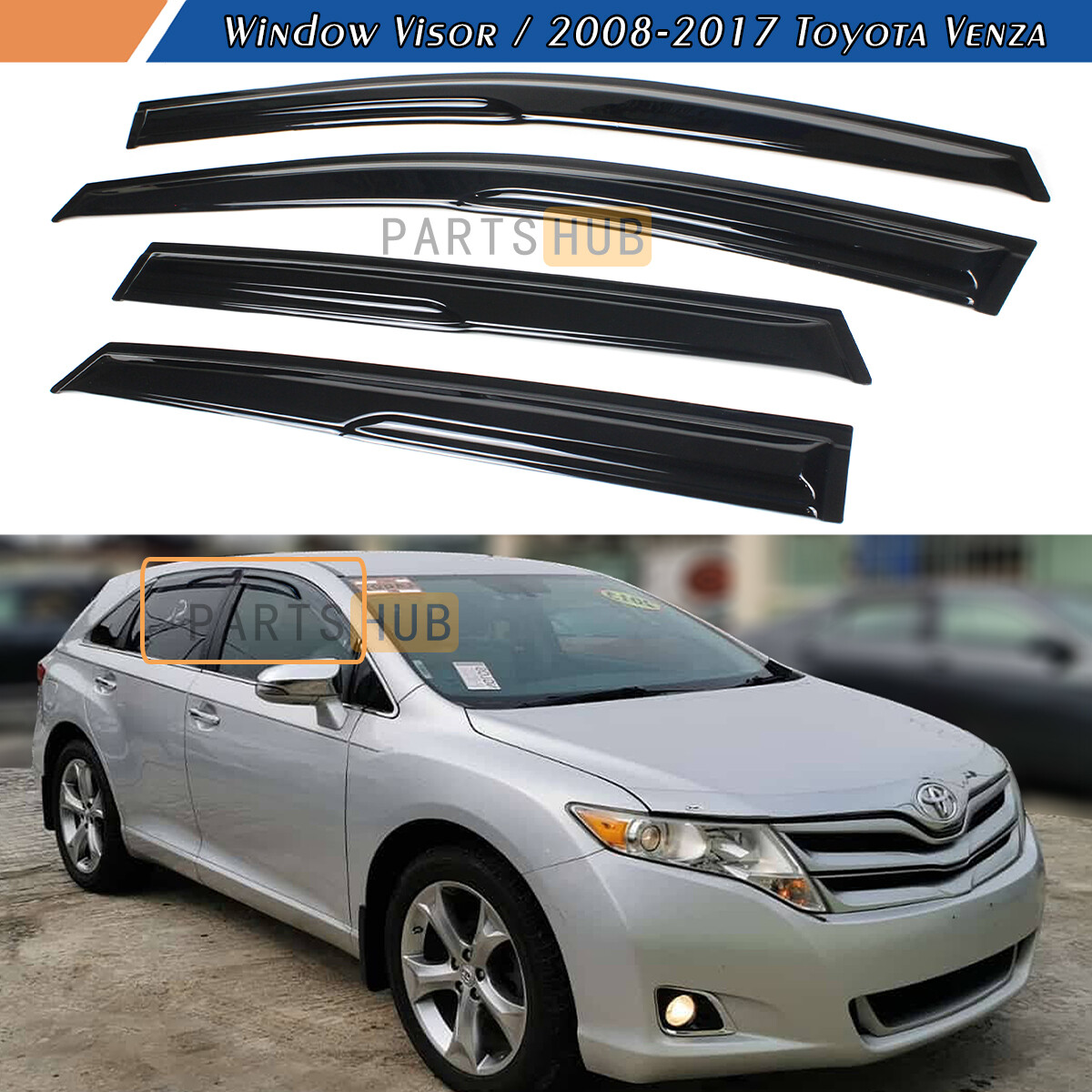 For 2008-2016 Toyota Venza JDM Mugen Style Window Visors Rain