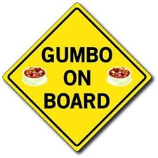 Gumbo On Board Magnet Decal, 5x5 Inches, Automotive Magnet for Car Truck SUV