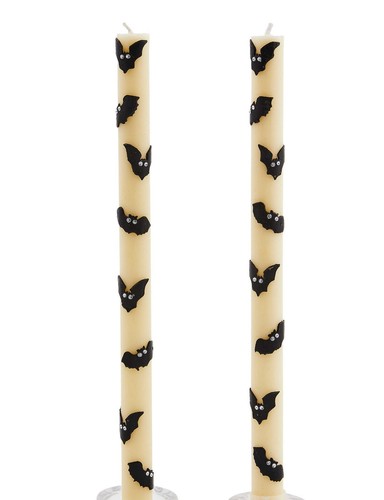 Set of 2 MacKenzie Childs 12" Spooktacular BAT DINNER CANDLES Halloween Decor