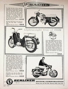 1960 Sachs K125 & Sports Scrambler Motorcycles & J-Be Scooters - Vintage Ad