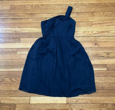 J Crew Half Shoulder Cocktail Dress Black Silk Mini Fit Size 2