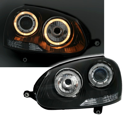 Faruri Pentru for VW Golf 5V 03-09 Angel Eyes Negru DEPO TUNING DE LPVWH7EL XIN