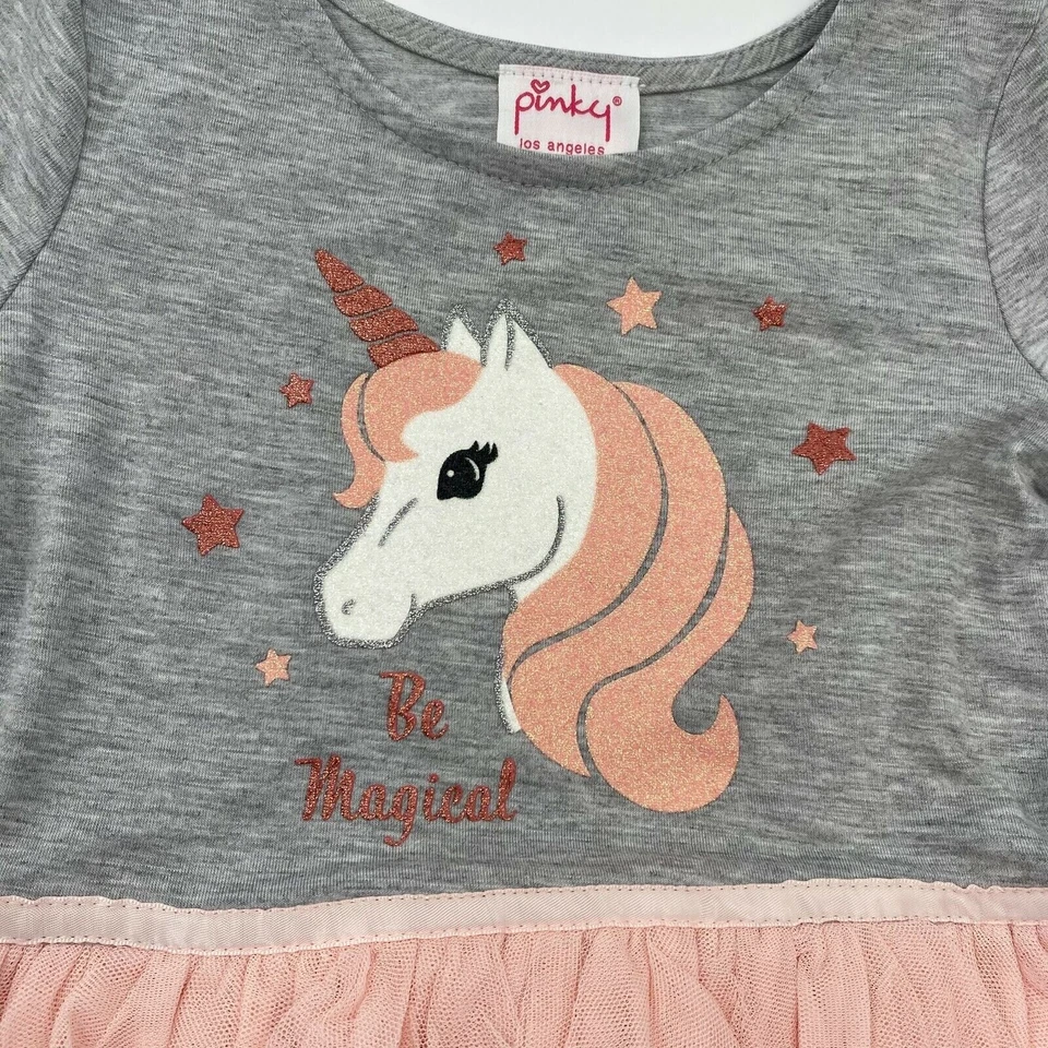 Pinky бутик девочки единорог балетной платье серый/розовый размер 5 новый с Ярлыками день рождения/школа/подарок - Изображение 2 из 4