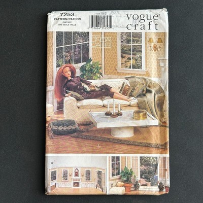 Vogue Craft 7253 Doll Furniture Pattern 11.5'' Fashion Doll Sofa Rug Wall Decor
