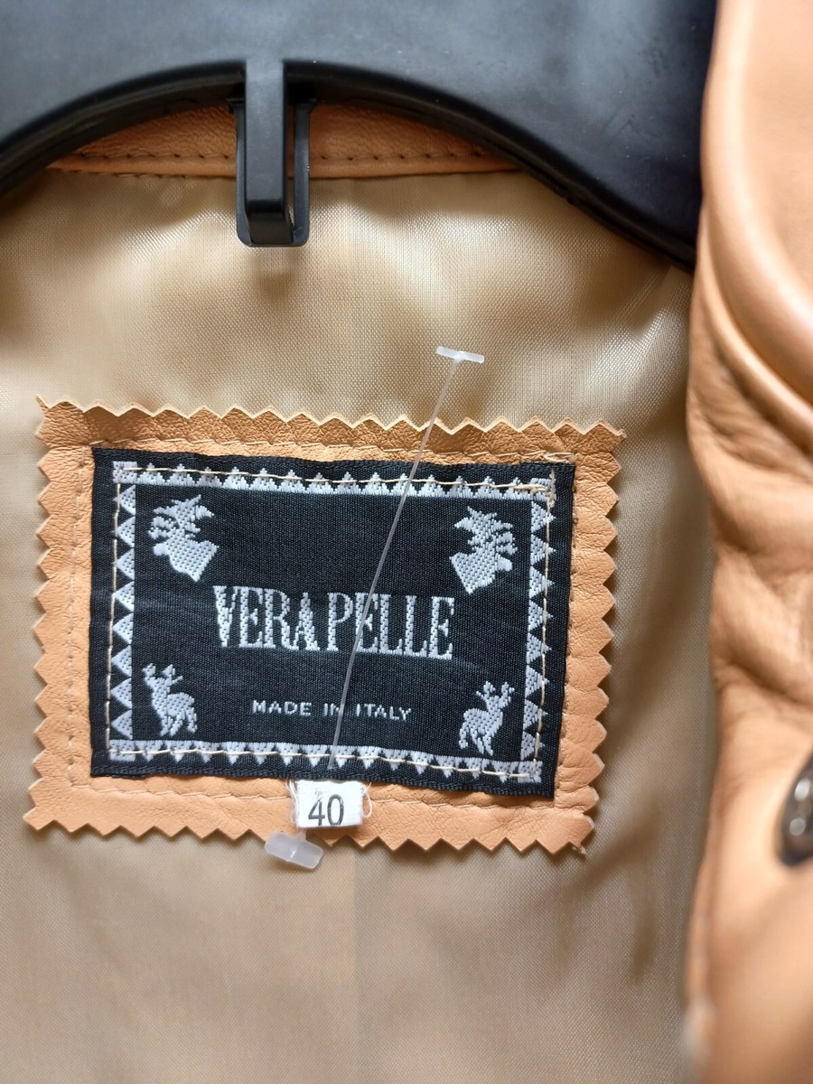 VERA PELLE Leather Jacket Zippered Made in Italy Small Size 40