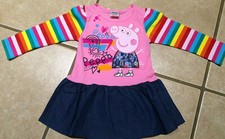 NWT Girls Peppa Pig Little Artist Rainbow L/S School Party Dress Size 18/24M