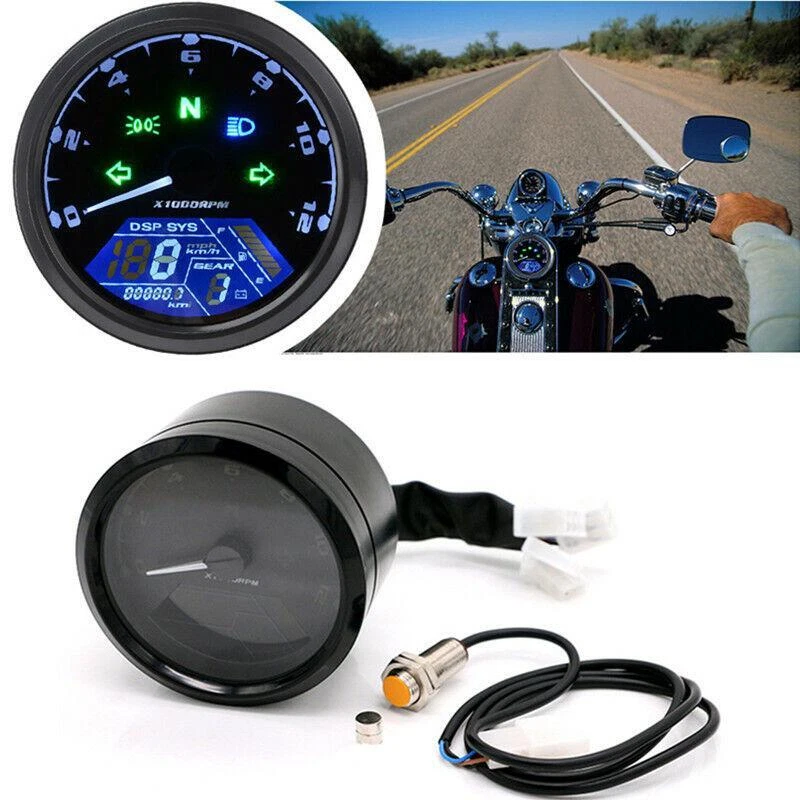 8-18V Gear Motorcycle LCD Screen Digital Speedometer 12000RPM Tachometer Gauge - Image 3 of 4