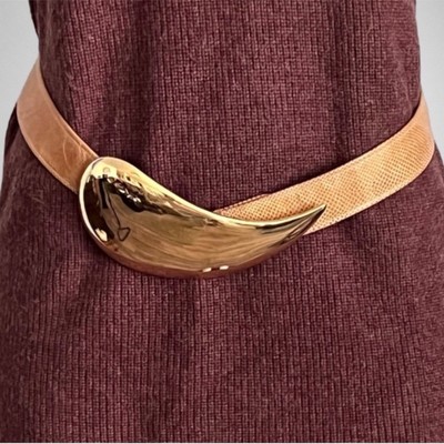 ALEXIS KIRK  GENUINE REPTILE BELT Vintage Alexis Kirk Reptile Belt White/Gold Embellishment  main image 4