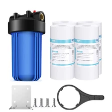 10" x4.5" Big Blue Whole House Water Filter Housing System w/ 4 Sediment Filters