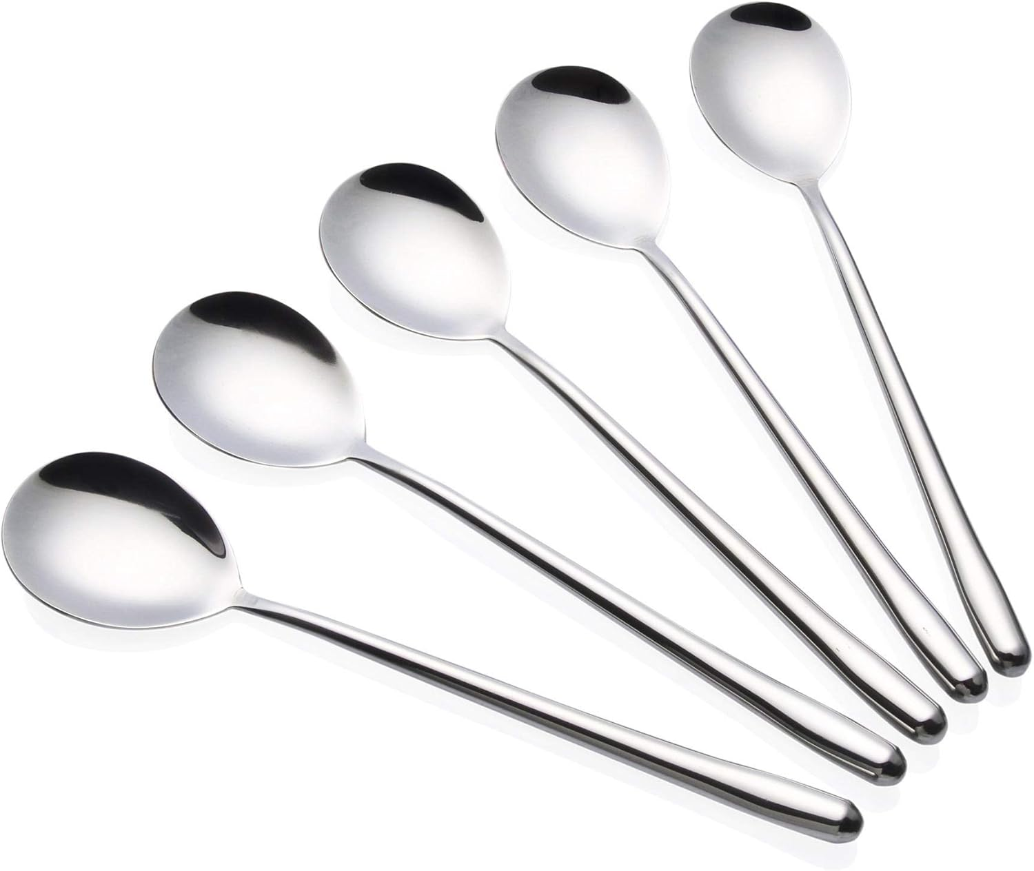 Stainless Steel Soup Spoons Long Handled Spoons Silver Pack of 5