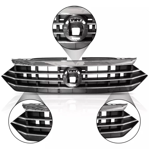 Front Bumper Upper Grille Grill W/Chrome Trim For 2019 2020 Volkswagen Jetta MK7 - Picture 6 of 12
