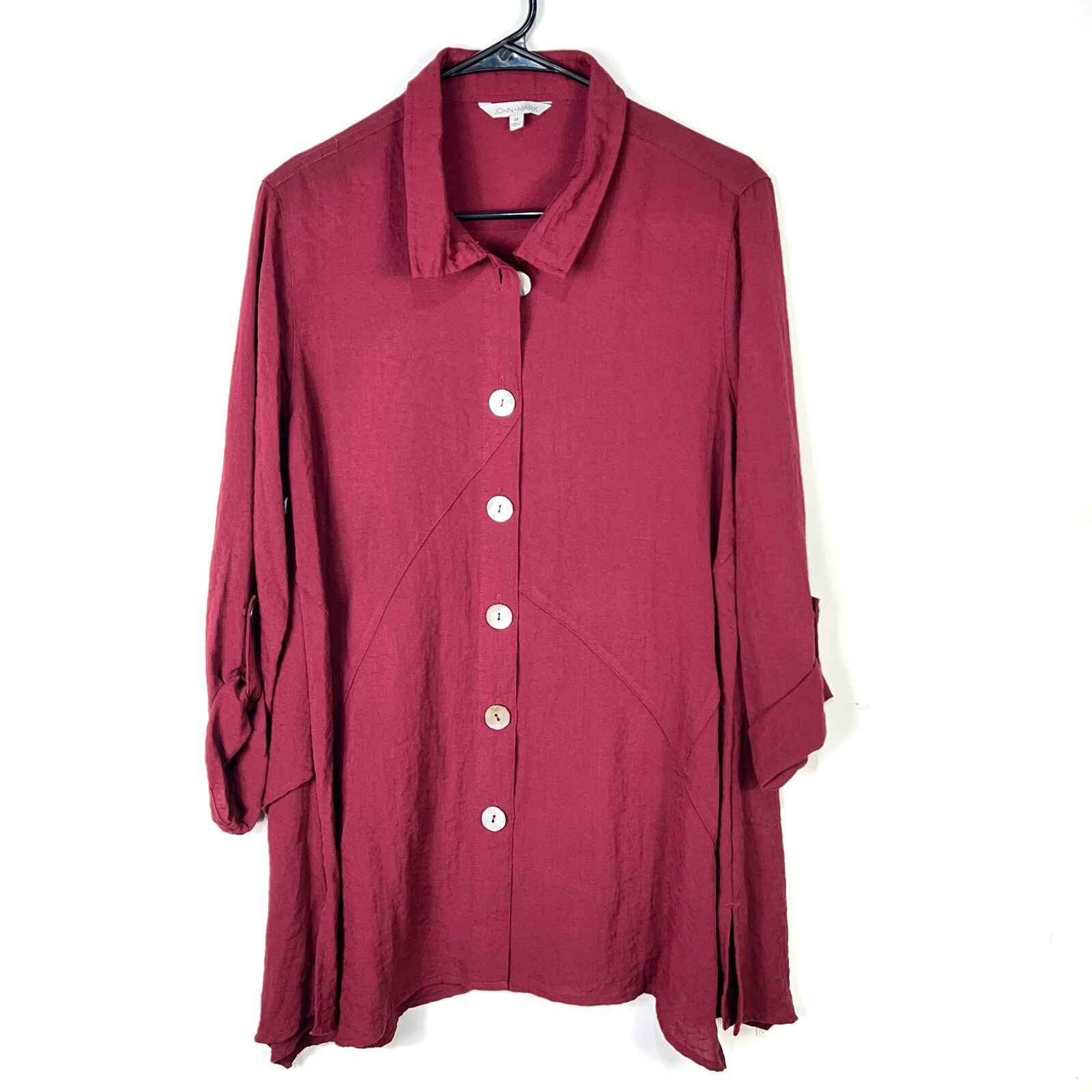 John Mark Rayon Nylon Button Pullover Popover Tun… - image 1