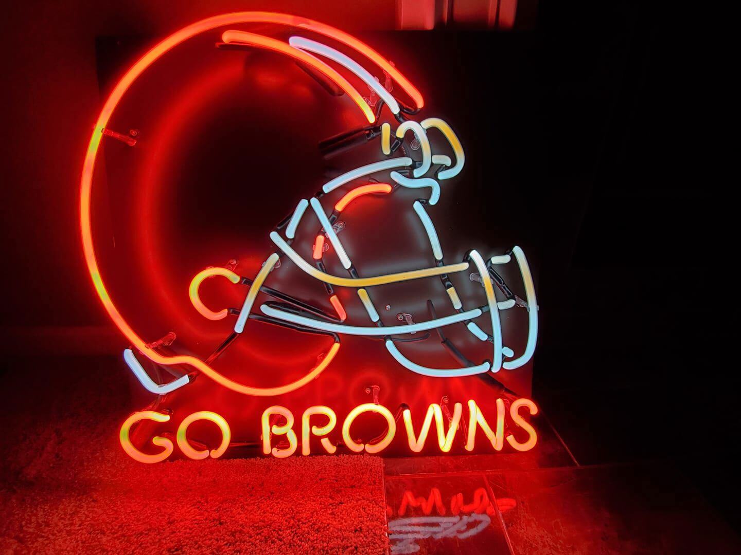 Cleveland Browns Helmet Go Browns Neon Light Sign 20'x16' Lamp Wall Decor  Bar