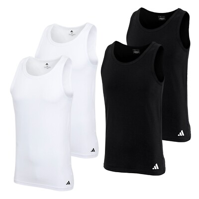 2er Pack Adidas Herren Basic Tank Tops Unterhemden Active Flex Cotton