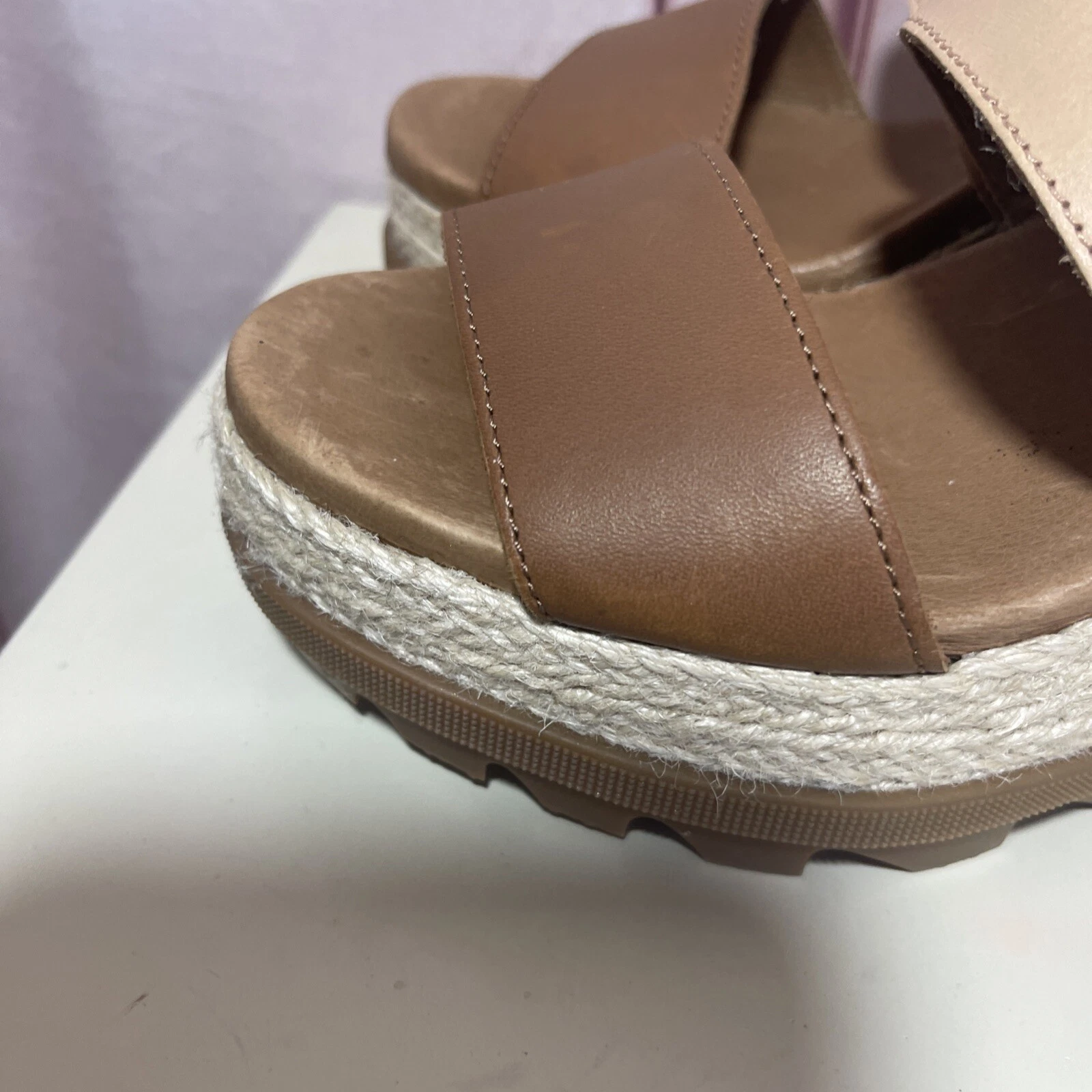 sorel joanie ii slingback jute leather wedge platform tan shoes