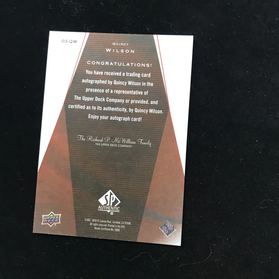 QUINCY WILSON 2025 UPPER DECK GOODWIN CHAMPIONS ROOKIE AUTHENTICS AUTO #007/299 - Image 2 of 2