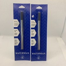 Waterman Rollerball Pen 2 Single Pack Refills In Black Ink Fine Point NOS