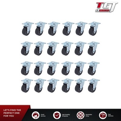 24Pcs Heavy Duty 2'' Swivel Caster Wheels Rubber Base With Top Plate Bearing