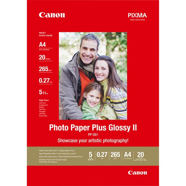 Canon Bianco Photo Paper Plus Glossy Ii Pp-201 2311B019 Carta Fotografica Din A4 265 G/M² 20 Foglio Lucida - Immagine 3