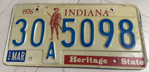 1976 INDIANA LICENSE PLATE - Vintage Original Classic Car Automobile 30A5098
