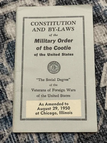 Post WW2 WWII 1950 US Army Military Order of the Cootie VFW Constitution By Laws