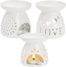 ZOOFOX 3 Pack Ceramic Essential Oil Burner, Tealight Wax Warmer with Candle... 