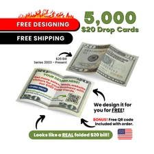 5000 $20 Money Drop Cards Printed, Marketing Cards, Business Cards Printed,Flyer
