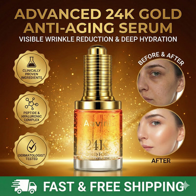Aavini 24K Gold Anti-Aging Serum   Hydrating, Firming, Radiance Formula 30ml