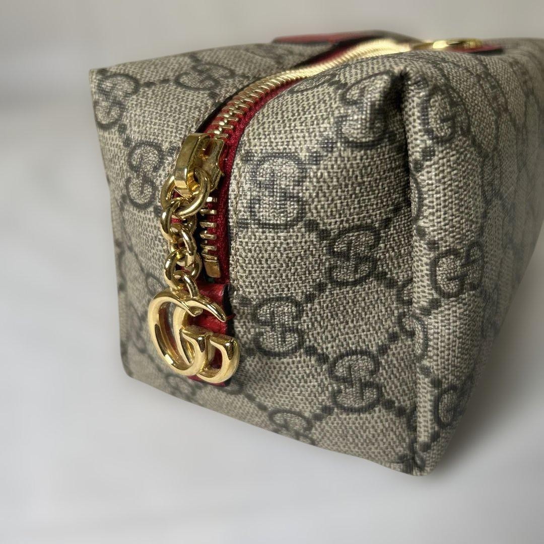 Gucci Ophidia GG Supreme Beige Red Cosmetic Pouch Makeup Bag