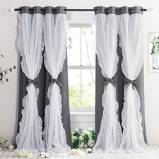Ruffle Sheer Overlay Blaout ains for French Country