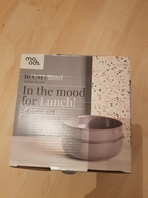 Moods at Home 16cm Cereal Bowls Set of 2 - Grey Speckled Ceramic Lunch Set