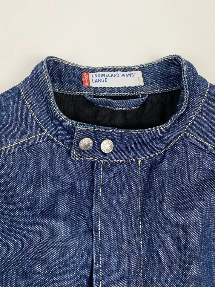 Chaqueta de Motociclista Y2K Vintage Levi’s Engineered Denim Café Racer Para Hombres L 2000s Foto 3 de 4