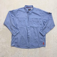 Bulwark IQ Series FR Shirt Mens XXL Light Blue Flame Resistant Work Button Front