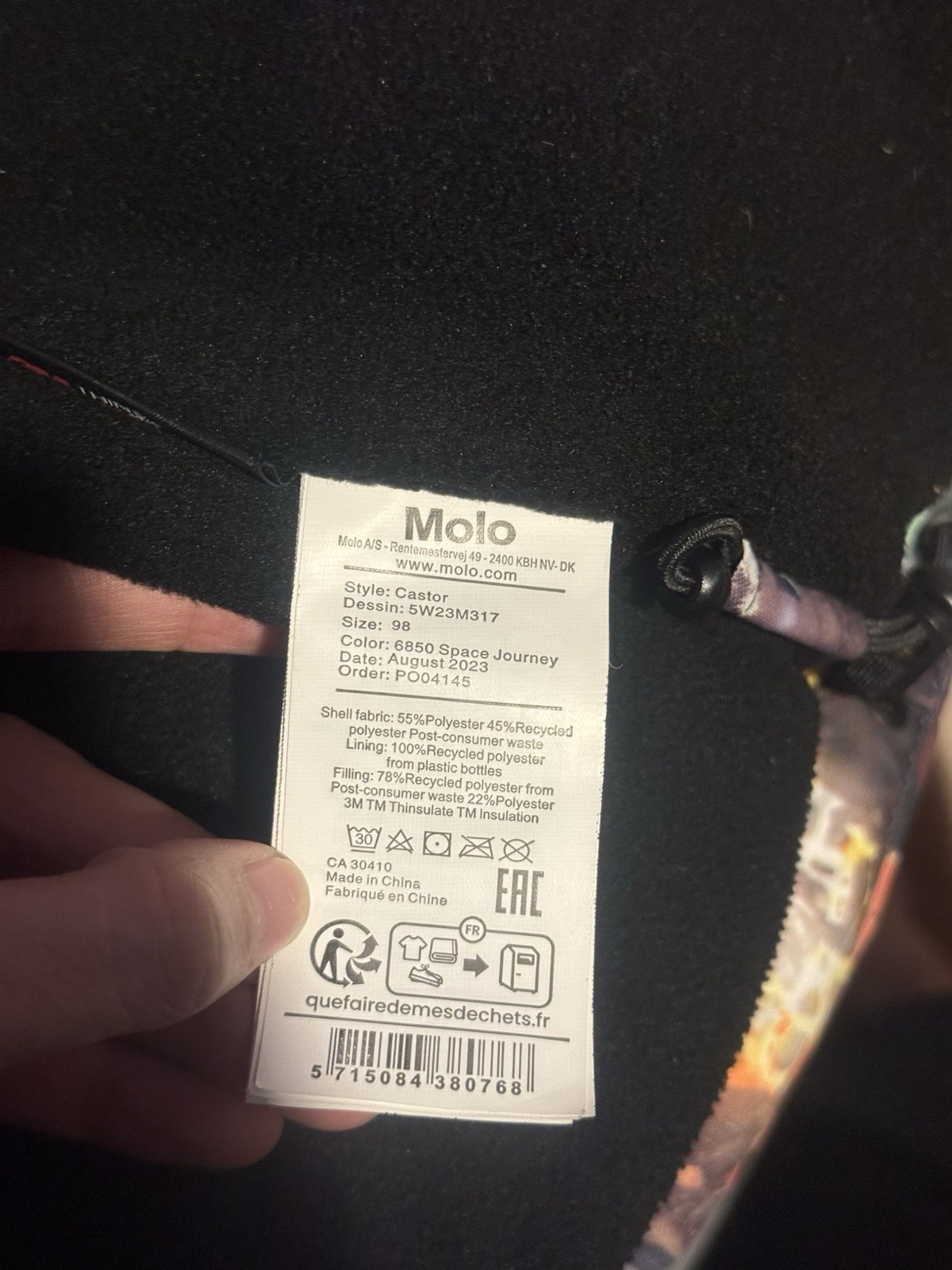 Molo Castor Jacket Space Journey Print Size 3T