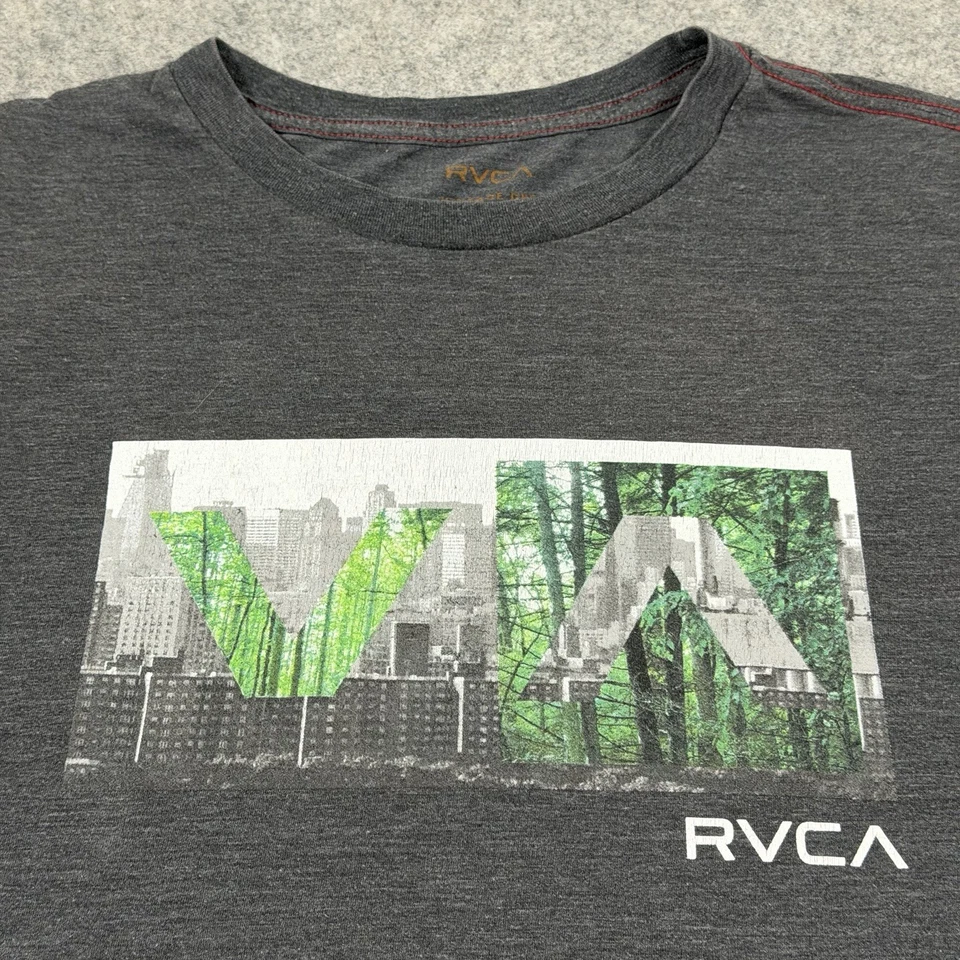 RVCA Short Sleeve Chest Spellout Logo Print T-Shirt Fits Men's Size Large Gray - Image 3 of 4