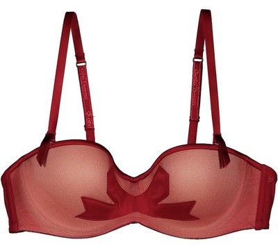 CHANTAL THOMASS Passion Red Noeuds Et Merveilles Bandeau Padded Bow Bra UK 36C