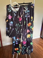 Floral Print Sleeveless Top and Wide Leg Pants Set
