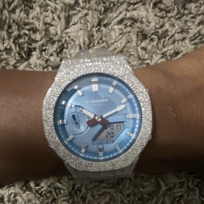 Casio G-Shock GA-2100 natural diamond bezel with blue face