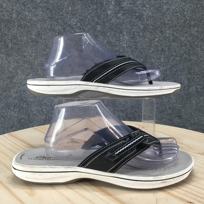 Clarks Sandals Womens 11 M Brinkley Jazz Casual Slip On Flip Flops Black Gray
