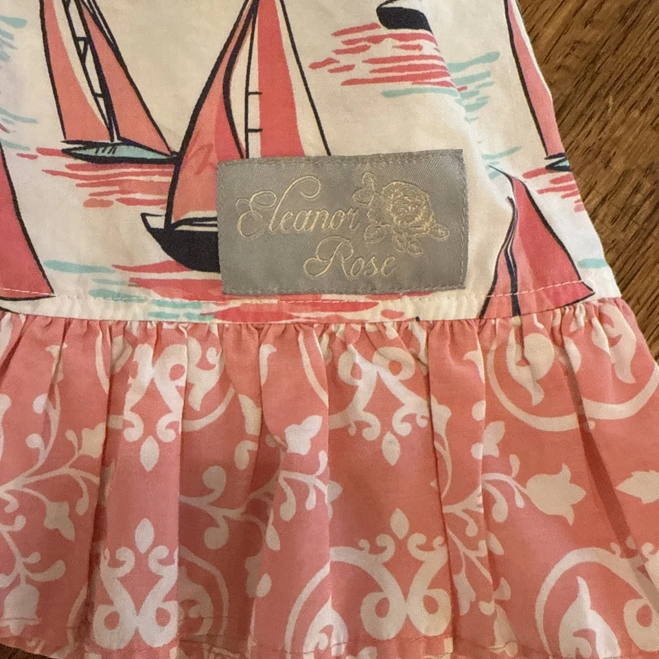 Vestido Eleanor Rosa Aqua y Rosa Velero Sol Vestido Volantes Talla 5-6 Foto 2 de 4