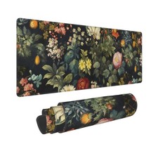 Large Vintage Floral Mouse Pad 80cm x 30cm Black for Desk Setup