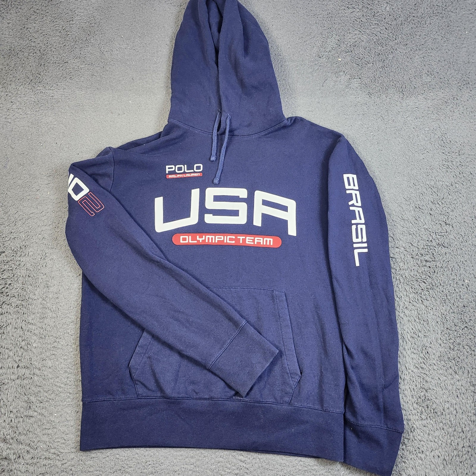 Polo Ralph Lauren USA Olympic Team Hoodie Mens Medium Navy Pullover 2016
